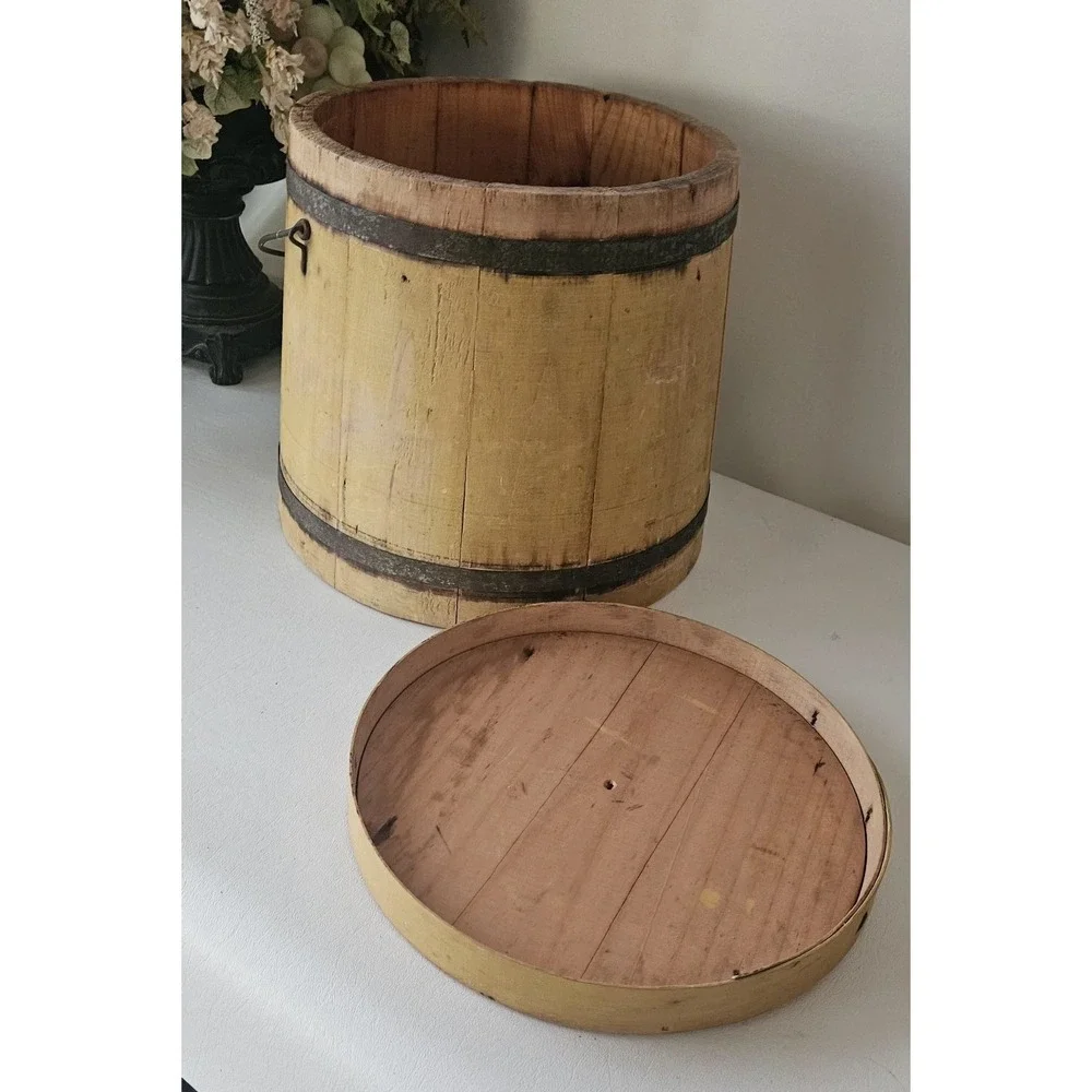 Antique Mince Meat Firkin Wooden Bucket Circa Late 19th